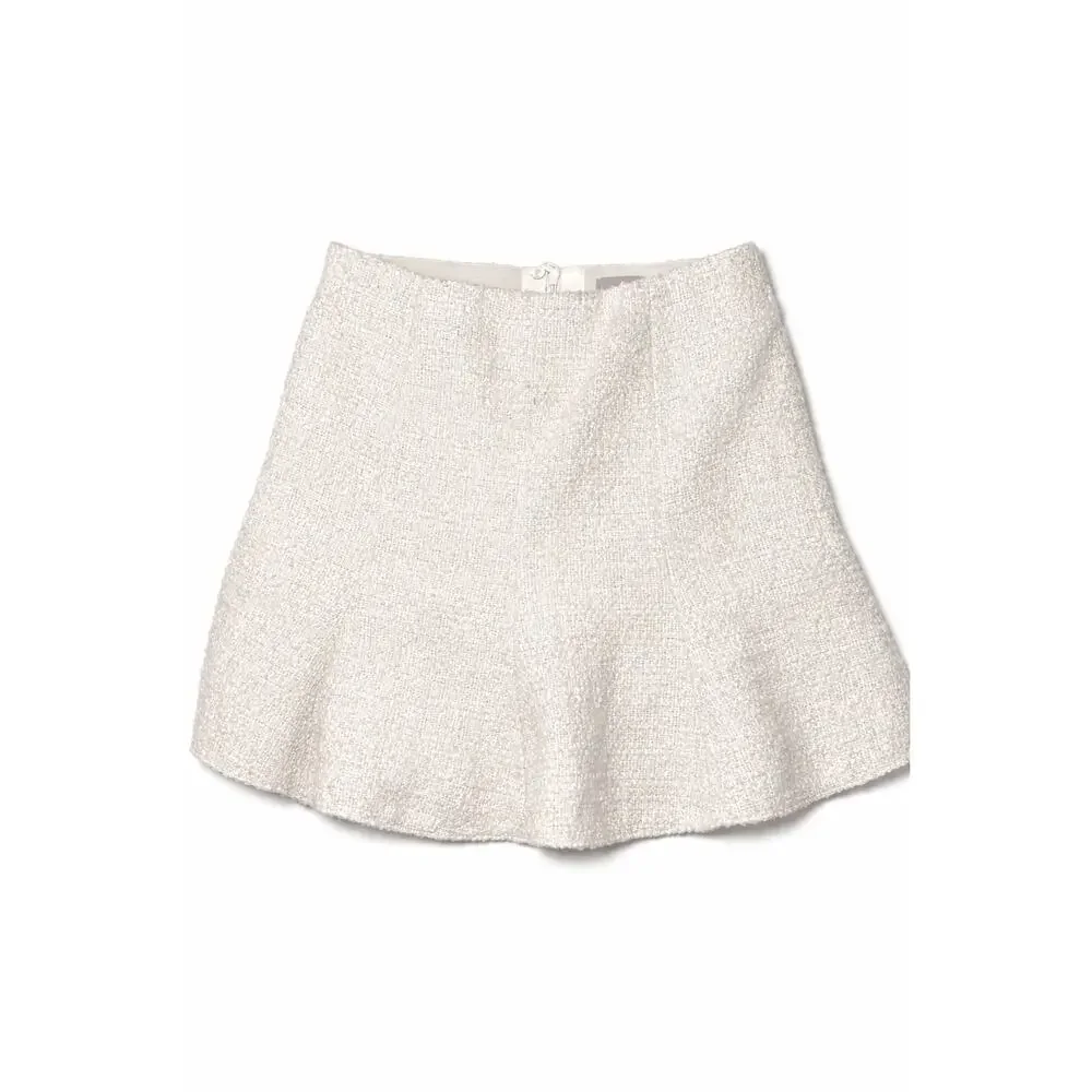 H&M white‎ tweed mini skirt coquette preppy US 6